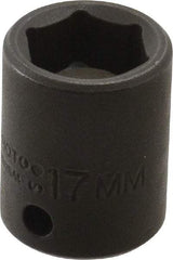 Proto - 3/8" Drive 17mm Standard Magnetic Impact Socket - 6 Points, 1-1/4" OAL - Exact Tool & Supply