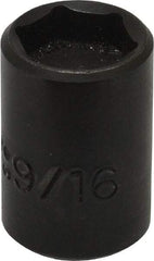 Proto - 3/8" Drive, 9/16" Socket, Power Socket - 6 Points, 1-3/16" OAL - Exact Tool & Supply