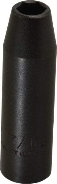 Proto - 1/2" Drive 7/16" Deep Thin Wall Impact Socket - 6 Points, 3-1/4" OAL - Exact Tool & Supply
