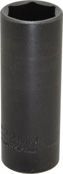 Proto - 1/2" Drive 22mm Deep Thin Wall Impact Socket - 6 Points, 3-1/2" OAL - Exact Tool & Supply