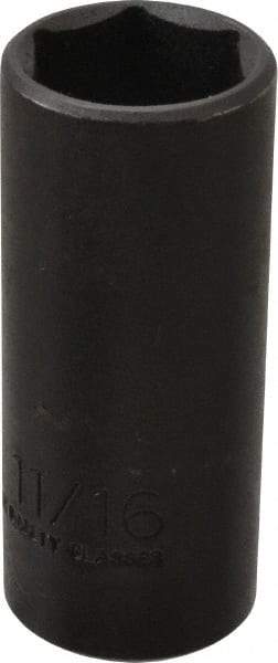 Proto - 3/8" Drive 11/16" Deep Thin Wall Impact Socket - 6 Points, 2-7/32" OAL - Exact Tool & Supply
