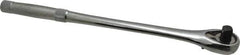Proto - 1/2" Drive Pear Head Ratchet - Chrome Finish, 15" OAL, 45 Gear Teeth, Long Knurled Handle, Standard Head - Exact Tool & Supply