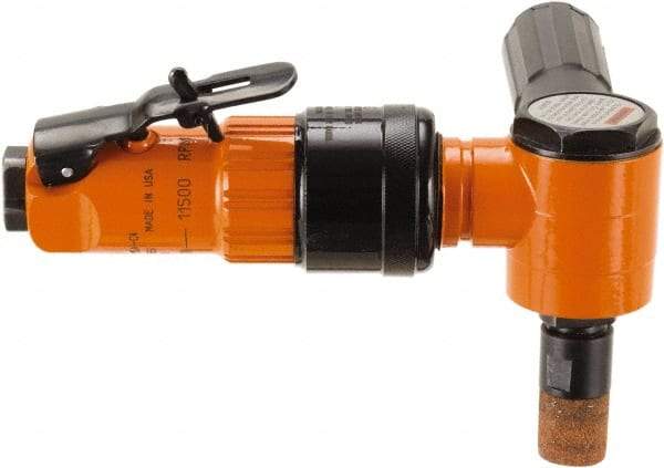 Dotco - 6mm Collet, Angle Handle, Air Angle Die Grinder - 25,000 RPM, Front Exhaust, 30 CFM, 0.6 hp, 90 psi, 6.3mm Inlet - Exact Tool & Supply