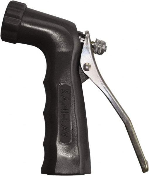 SANI-LAV - 3/4" Pipe, Insulated, Grade 3 Zinc Adjustable Spray Pattern Nozzle - Black, 3/4 GHT Connection, 6.5 Gal per min at 100 psi, 3/4 GHT, 3/4" Orifice Diam, For Use With Water - Exact Tool & Supply