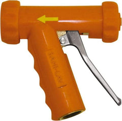 SANI-LAV - 3/4" Pipe, Insulated, Grade C-36000 Brass Adjustable Spray Pattern Nozzle - Safety Orange, 3/4 GHT Connection, 5.3 Gal per min at 100 psi, 3/4 GHT, 3/4" Orifice Diam, For Use With Water - Exact Tool & Supply