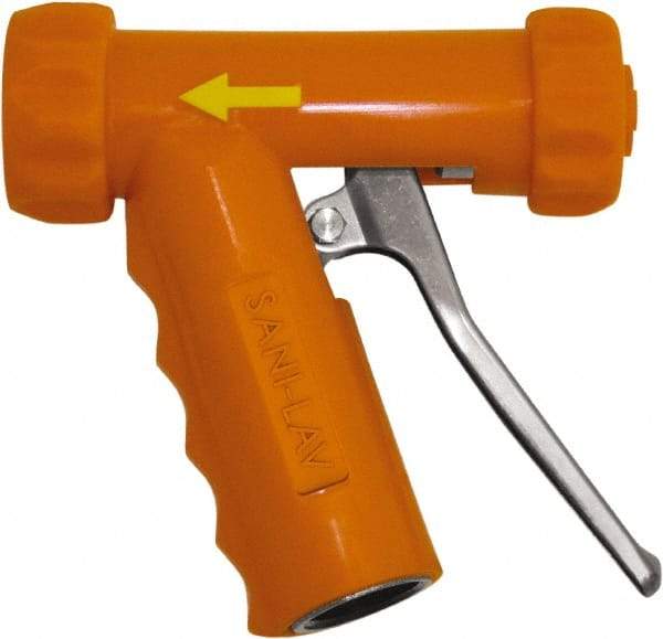 SANI-LAV - 3/4" Pipe, Insulated, Grade 304 Stainless Steel Adjustable Spray Pattern Nozzle - Safety Orange, 3/4 GHT Connection, 7 Gal per min at 100 psi, 3/4 GHT, 3/4" Orifice Diam, For Use With Water - Exact Tool & Supply