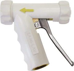 SANI-LAV - 3/4" Pipe, Insulated, Grade C-36000 Brass Adjustable Spray Pattern Nozzle - White, 3/4 GHT Connection, 7 Gal per min at 100 psi, 3/4 GHT, 3/4" Orifice Diam, For Use With Water - Exact Tool & Supply