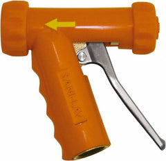 SANI-LAV - 3/4" Pipe, Insulated, Grade C-36000 Brass Adjustable Spray Pattern Nozzle - Safety Orange, 3/4 GHT Connection, 7 Gal per min at 100 psi, 3/4 GHT, 3/4" Orifice Diam, For Use With Water - Exact Tool & Supply