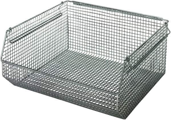 Quantum Storage - 175 Lb. Load Capacity, 14-1/2" Deep, Chrome Hopper Stacking Bin - 7" High x 16-1/4" Wide x 14-1/2" Long - Exact Tool & Supply