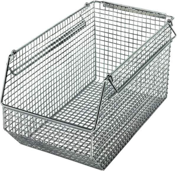 Quantum Storage - 175 Lb. Load Capacity, 14-1/2" Deep, Chrome Hopper Stacking Bin - 7" High x 8" Wide x 14-1/2" Long - Exact Tool & Supply