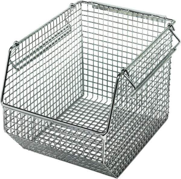 Quantum Storage - 175 Lb. Load Capacity, 10-1/2" Deep, Chrome Hopper Stacking Bin - 7" High x 8" Wide x 10-1/2" Long - Exact Tool & Supply