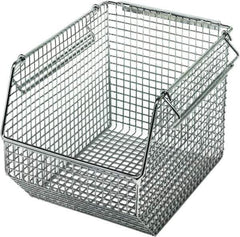 Quantum Storage - 175 Lb. Load Capacity, 10-1/2" Deep, Chrome Hopper Stacking Bin - 7" High x 8" Wide x 10-1/2" Long - Exact Tool & Supply
