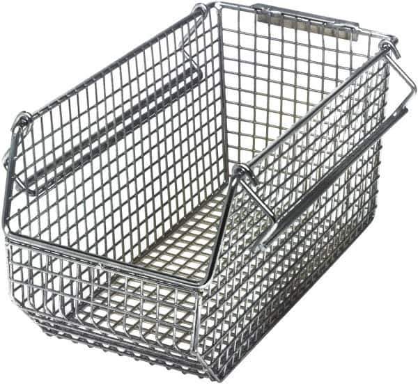 Quantum Storage - 175 Lb. Load Capacity, 10-3/4" Deep, Chrome Hopper Stacking Bin - 5" High x 5-1/2" Wide x 10-3/4" Long - Exact Tool & Supply