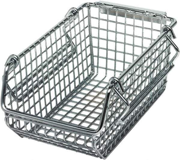 Quantum Storage - 175 Lb. Load Capacity, 7-1/4" Deep, Chrome Hopper Stacking Bin - 3" High x 4-1/4" Wide x 7-1/4" Long - Exact Tool & Supply