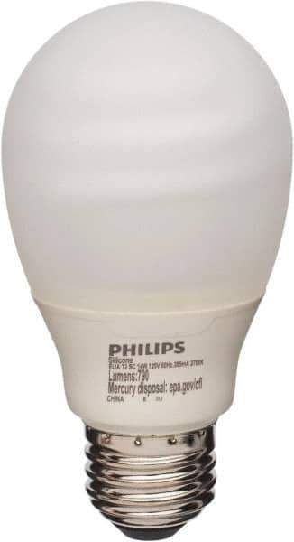 Philips - 14 Watt Fluorescent Residential/Office Medium Screw Lamp - 2,700°K Color Temp, 800 Lumens, 120 Volts, Twister, 8,000 hr Avg Life - Exact Tool & Supply