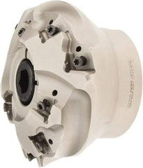 Iscar - 4.252" Cut Diam, 1-1/4" Arbor Hole, 0.637" Max Depth of Cut, 30° Indexable Chamfer & Angle Face Mill - 9 Inserts, T490 LN.. 1306.. Insert, Right Hand Cut, 9 Flutes, Through Coolant, Series Helitang - Exact Tool & Supply