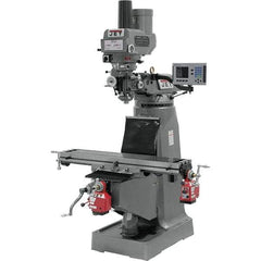 Jet - 9" Table Width x 49" Table Length, Variable Speed Pulley Control, 3 Phase Knee Milling Machine - R8 Spindle Taper, 3 hp - Exact Tool & Supply