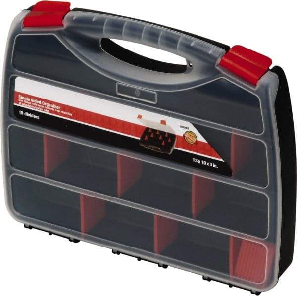 Quantum Storage - 13" Wide x 2" High x 10" Deep, Small Parts Organizer - Polypropylene Frame, 22 Compartments - Exact Tool & Supply