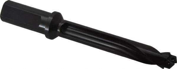 Allied Machine and Engineering - Series 20, 20 to 21.99mm Diam, 1" Diam Straight Shank with Flange, Straight Flute Spade Drill - 4-11/32" Max Depth, 5-11/16" Body Length, 7-61/64" OAL, Standard Length, Through Coolant - Exact Tool & Supply