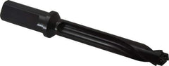 Allied Machine and Engineering - Series 20, 20 to 21.99mm Diam, 1" Diam Straight Shank with Flange, Straight Flute Spade Drill - 4-11/32" Max Depth, 5-11/16" Body Length, 7-61/64" OAL, Standard Length, Through Coolant - Exact Tool & Supply