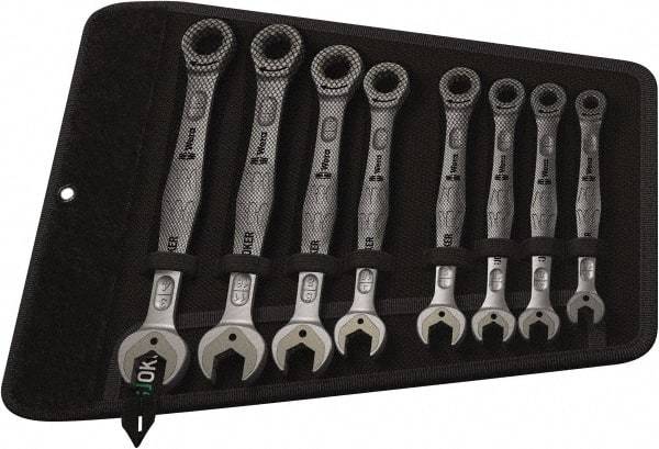 Wera - 8 Piece, 5/16" to 3/4", Combination Wrench Set - Inch Measurement Standard, Chrome Vanadium Finish, Comes in Canvas Tool Holster - Exact Tool & Supply