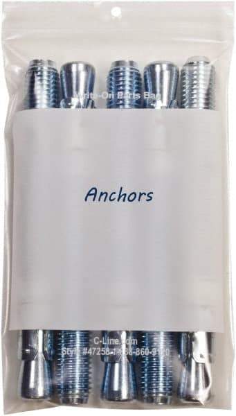 C-LINE - 5" Long x 11" Wide x 10-3/4" High, 0.002 mil Thick, Self Seal Antistatic Poly Bag - Clear & White - Exact Tool & Supply