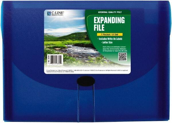 C-LINE - 13 x 9-1/4 x 1-5/8", Letter Size, Blue, Expandable File Folders with Top Tab Pocket - Has Index Tabs, 1 per Box - Exact Tool & Supply