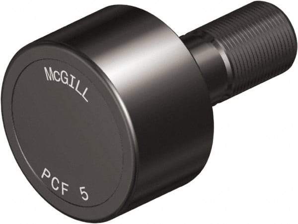 McGill - 5" Roller Diam x 2" Width, 1-1/4" Stud Diam x 2-3/4" Length, Plain Load Roller - Steel, 1-3/4" Thread Length, 1-1/4-12 Thread, 4-3/4" OAL, 14,300 Lb Dynamic Cap, 16,000 Lb Static Cap - Exact Tool & Supply