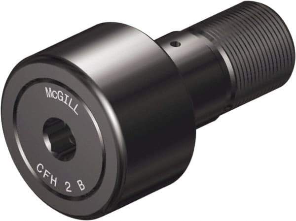 McGill - 7/8" Roller Diam x 1/2" Width, 7/16" Stud Diam x 3/8" Length, Sealed Heavy Stud Cam Follower with Hex - Steel, 3/8" Thread Length, 7/16-20 Thread, 1.41" OAL, 1,660 Lb Dynamic Cap, 4,130 Lb Static Cap - Exact Tool & Supply
