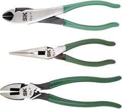 SK - 3 Piece Long Nose, Diagonal & Lineman's Plier Set - Comes in Plastic Pouch - Exact Tool & Supply
