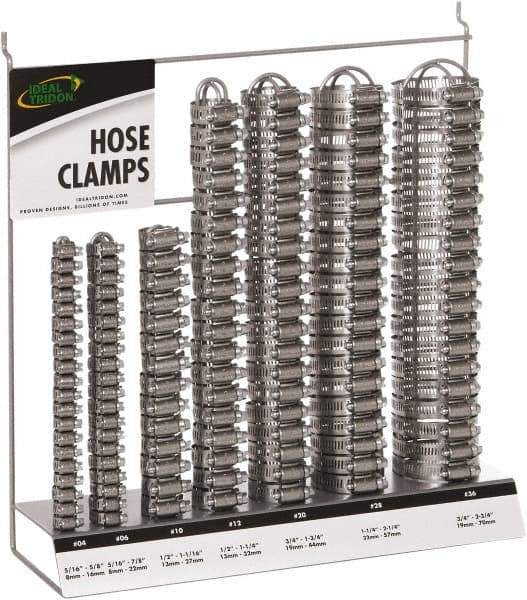 IDEAL TRIDON - 130 Piece, 5/16 to 2-3/4" Diam, Worm Drive Clamp Set - 20 Micro 6, 10 Size 10 20 Size 12, 20 Size 20, 20 Size 28, 20 Size 36, 20 Micro 4 - Exact Tool & Supply