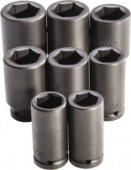 Proto - 8 Piece 3/4" Drive Full Polish Finish Deep Well Impact Socket Set - 6 Points, 1" to 3/4" Range, Inch Measurement Standard - Exact Tool & Supply