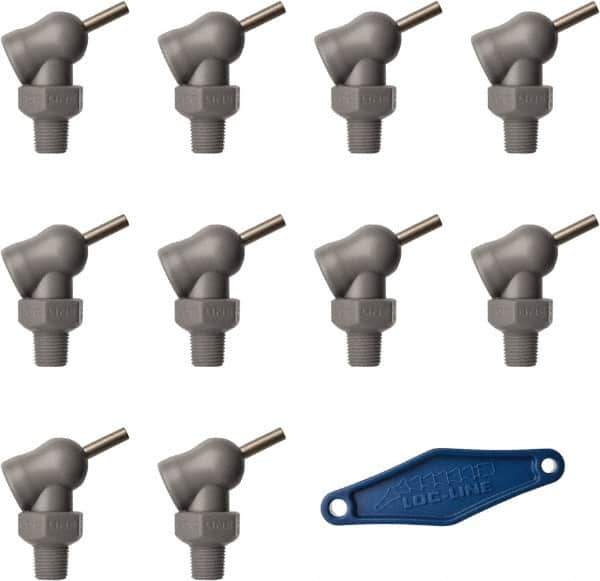 Loc-Line - 1/8" Hose Inside Diam, High-Pressure Coolant Hose Nozzle - NPT, for Use with Loc-Line Modular Hose System, 10 Pieces - Exact Tool & Supply