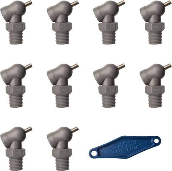 Loc-Line - 1/4" Hose Inside Diam, High-Pressure Coolant Hose Nozzle - NPT, for Use with Loc-Line Modular Hose System, 10 Pieces - Exact Tool & Supply
