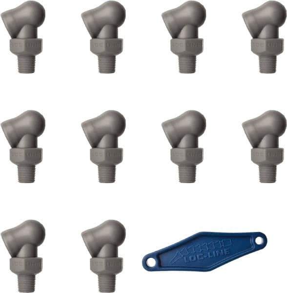 Loc-Line - 1/8" Hose Inside Diam, High-Pressure Coolant Hose Nozzle - NPT, for Use with Loc-Line Modular Hose System, 10 Pieces - Exact Tool & Supply