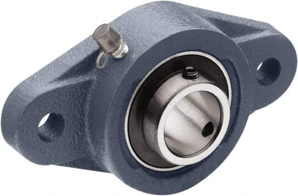 Tritan - 1/2" ID, 4.45" OAL x 1.31" OAH 2-Bolt Flange - 1,495 Lb Static Cap, 2,878 Lb Dyn Cap, 3.01" Btw Mnt Hole Ctrs, 0.43" Base-to-Ctr Ht, Cast Iron/Steel - Exact Tool & Supply