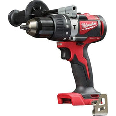 Milwaukee Tool - 18 Volt 1/2" Metal Ratcheting Chuck Cordless Hammer Drill - 0 to 28,800 BPM, 0 to 1,800 RPM, Reversible - Exact Tool & Supply