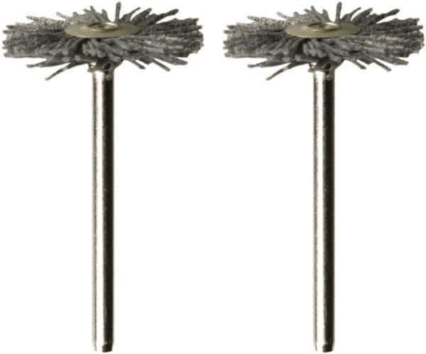 Dremel - 1" OD, 1/8" Shank Diam, Straight Filament Nylon Wheel Brush - 1/16" Face Width, 1" Trim Length, 15,000 RPM - Exact Tool & Supply
