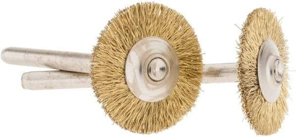 Dremel - 3/4" OD, 1/8" Shank Diam, Straight Filament Brass Wheel Brush - 1/16" Face Width, 3/4" Trim Length, 15,000 RPM - Exact Tool & Supply