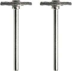 Dremel - 3/4" OD, 1/8" Shank Diam, Straight Filament Steel Wheel Brush - 1/16" Face Width, 3/4" Trim Length, 15,000 RPM - Exact Tool & Supply