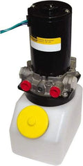 Parker - 0.75 hp, 2,000 Max psi, 0.2 GPM, Hydraulic Power Unit - 1/4 Gal Tank, 6.73" Long x 4.43" Wide x 11.83" High, 7/16-20 Port Size, 24 VDC, 24 Amp - Exact Tool & Supply