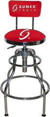 Sunex Tools - 33 Inch High, Stationary Adjustable Height Stool - 25.2 Inch Deep x 18-1/2 Inch Wide, Vinyl Seat, Red - Exact Tool & Supply