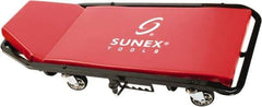 Sunex Tools - 300 Lb Capacity, 4 Wheel Creeper (with Adjustable Headrest) - Metal, 45-1/2" Long x 2-1/2" Overall Height x 19" Wide - Exact Tool & Supply