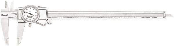 Starrett - 0" to 12" Range, 0.001" Graduation, 0.1" per Revolution, Dial Caliper - White Face, 2.5" Jaw Length, Accurate to 0.001" - Exact Tool & Supply