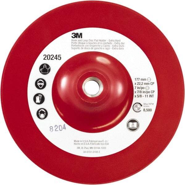 3M - 7" Diam Hook & Loop Disc Backing Pad - Extra Hard Density, 8,500 RPM - Exact Tool & Supply