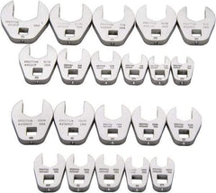 Proto - 20 Piece 3/8" Drive Open End Crowfoot Wrench Set - 3/8 to 1", with N/A - Exact Tool & Supply
