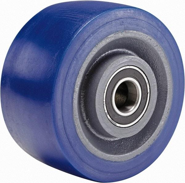 Hamilton - 6 Inch Diameter x 3 Inch Wide, Polyurethane Mold on to Cast Iron Center Caster Wheel - 2,450 Lb. Capacity, 3-1/4 Inch Hub Length, 3/4 Inch Axle Diameter, Sealed Precision Ball Bearing - Exact Tool & Supply