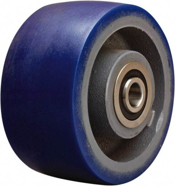 Hamilton - 6 Inch Diameter x 3 Inch Wide, Polyurethane Mold on to Cast Iron Center Caster Wheel - 1,800 Lb. Capacity, 3-1/4 Inch Hub Length, 3/4 Inch Axle Diameter, Sealed Precision Ball Bearing - Exact Tool & Supply