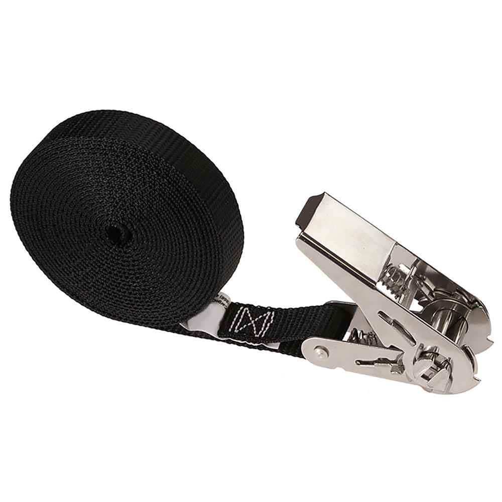 US Cargo Control - Slings & Tiedowns (Load-Rated); Type: Ratchet Tie Down ; Length (Feet): 15 ; Basket Capacity (Lb.): 500 ; Material: Polyester ; Color: Black - Exact Tool & Supply