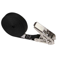US Cargo Control - Slings & Tiedowns (Load-Rated); Type: Ratchet Tie Down ; Length (Feet): 15 ; Basket Capacity (Lb.): 500 ; Material: Polyester ; Color: Black - Exact Tool & Supply
